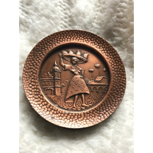 Illustration Beinal Mid Century Brazilian Embossed Copper Cultural Coasters- Set of 6 For Sale - Image 3 of 11