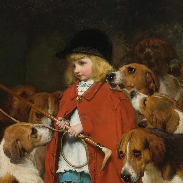 This darling print of a young fox hunter whipper and her hounds is lovely Victorian style wall decor. Just right for your...