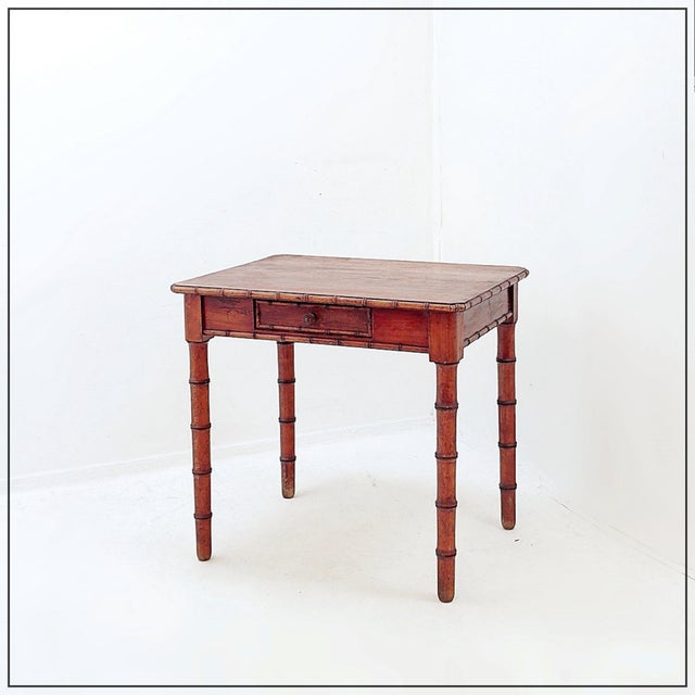 French Faux Bamboo Desk in Pine For Sale - Image 13 of 13