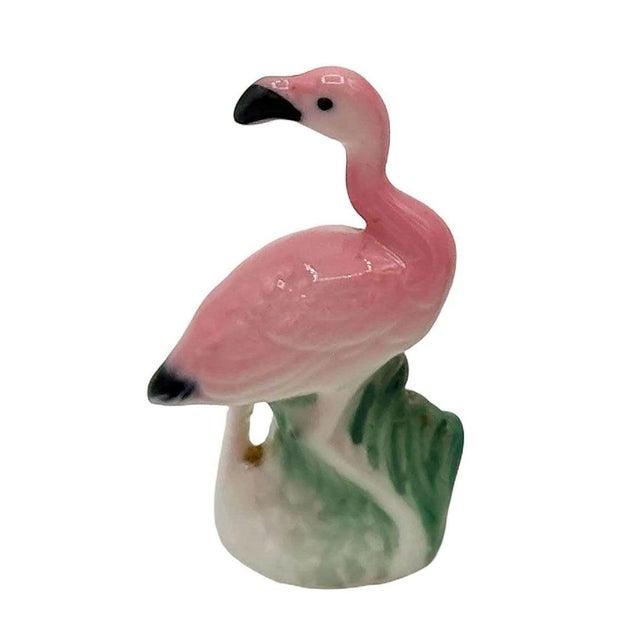 1950s 1950s MCM Ceramic Miniature Pink Flamingo Tabletop Statue Set of 3 For Sale - Image 5 of 6