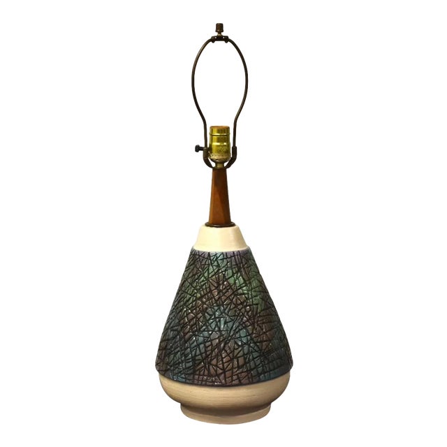 Mid Century Modern Walnut Table Lamp For Sale