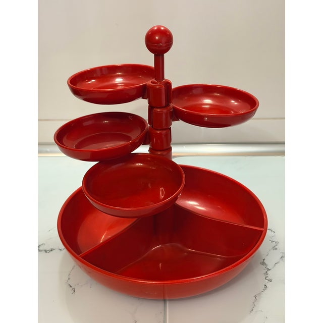 Space Age Rotating Snack Server in Red Abs Plastic, Emsa, 1970s For Sale - Image 4 of 4