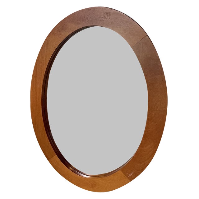 Oval Cherry Mirror, 1970s For Sale