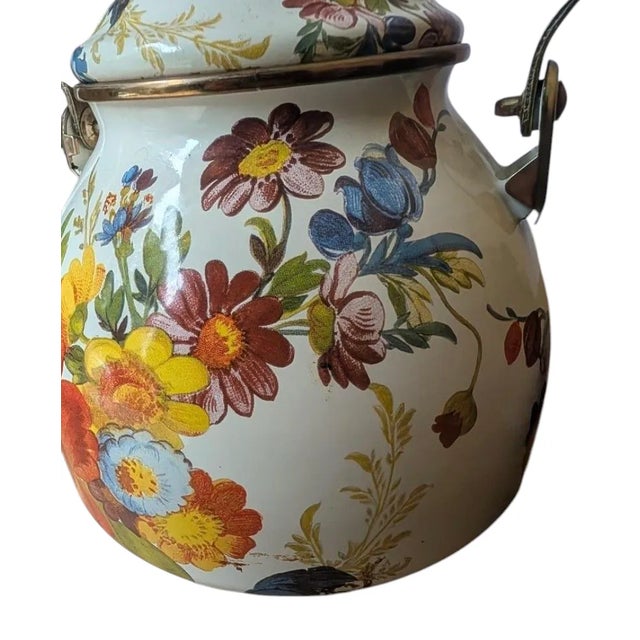 MacKenzie Childs Flower Market Enamel Kettle Floral Design Wood Handle For Sale - Image 9 of 12