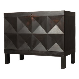 Brutalist Bar Cabinet in Ebonized Oak by Jean Batenburg for MI, Belgium, 1960s For Sale