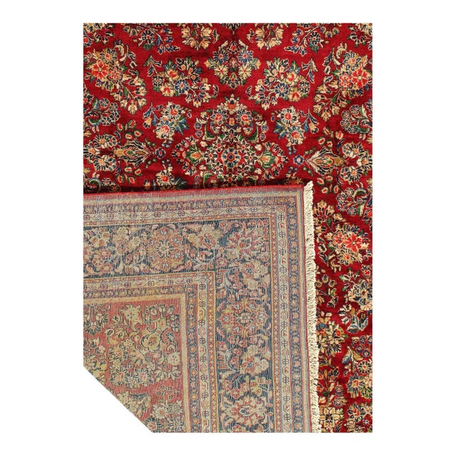 1920s Vintage Hand Knotted Persian Sarouk Rug 8'11'' X 12' For Sale - Image 4 of 5