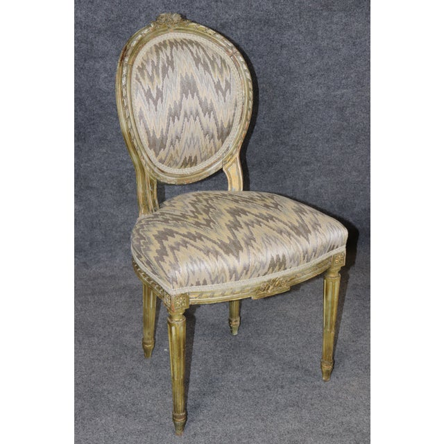 Wood Pair French Louis XVI Style Painted Side Chairs For Sale - Image 7 of 13