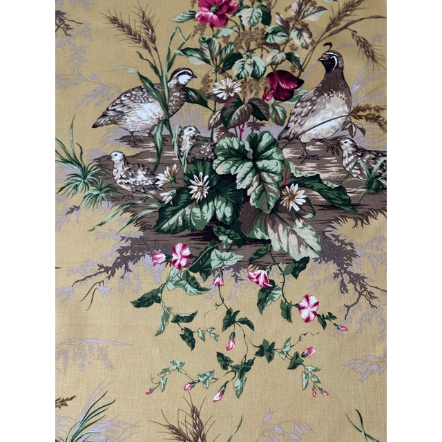 2020s Scalamandre Sc000516310 Edwin's Covey Linen Print Multi on Mustard Fabric 2 Yards For Sale - Image 5 of 9