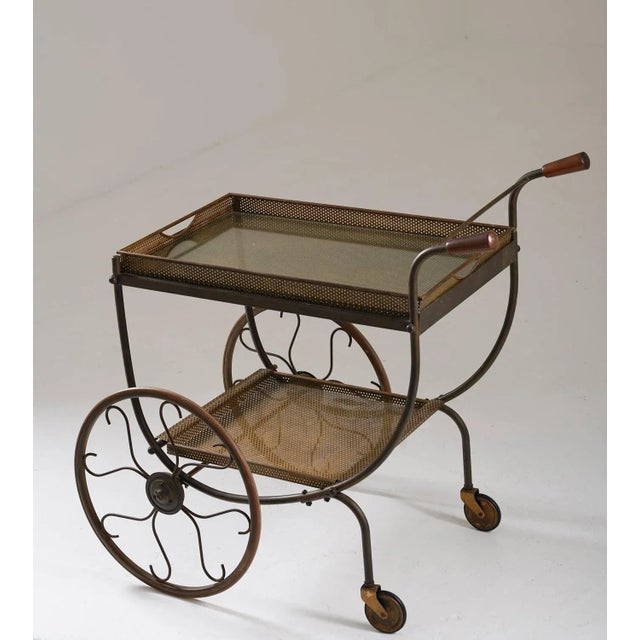 Swedish Modern Bar Cart in Brass, 1950s For Sale - Image 3 of 8