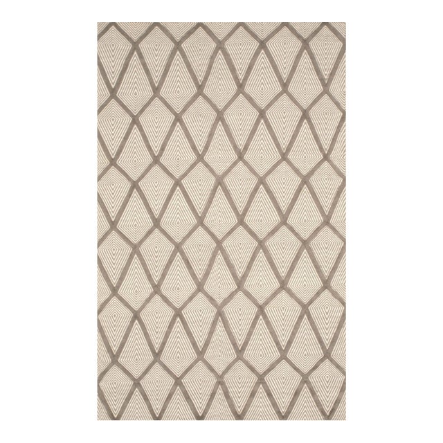 6x9 Trendy Diamond Gray Kilim Modern Flatwoven Wool Room Size Carpet Rug For Sale