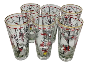 Vintage Libbey Glass Co. Circus Highball Glasses - Set of 6