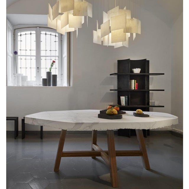 Not Yet Made - Made To Order Velato Dining Table in Calacatta Marble and Chestnut Wood by Bufalini Marmi For Sale - Image 5 of 10