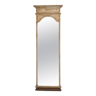 19th Century French Gustavian Floor Mirror with Arched Crest For Sale