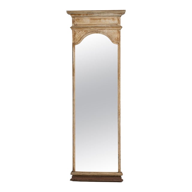 19th Century French Gustavian Floor Mirror with Arched Crest For Sale