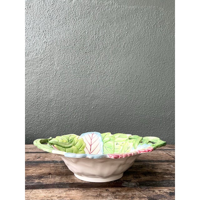 Vintage Fitz and Floyd Glazed Ceramic Leaf Bowl For Sale - Image 9 of 12