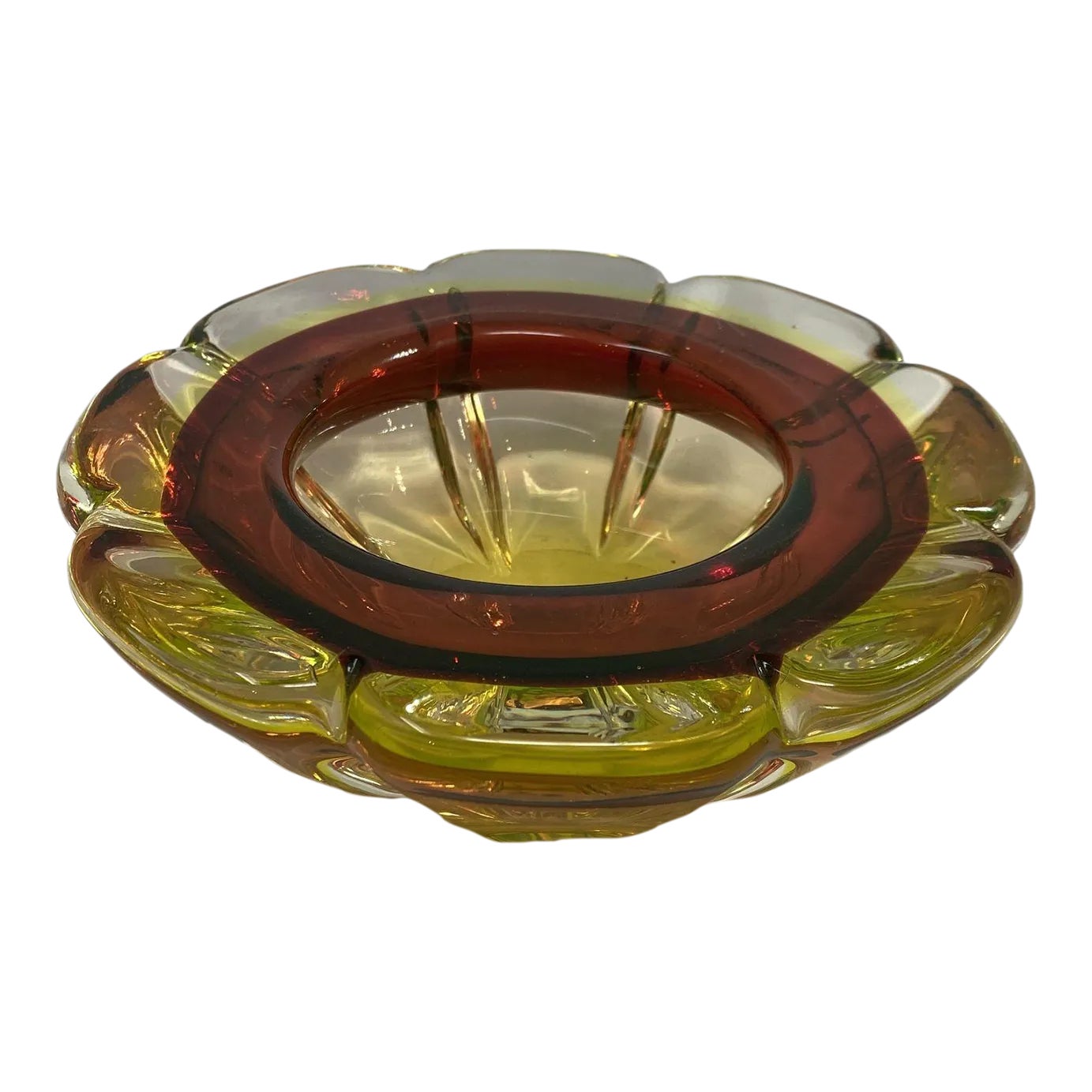 Vintage ashtray　瑪瑙 Vintage Viking Amethyst Purple Art Glass Ashtray Horseshoe