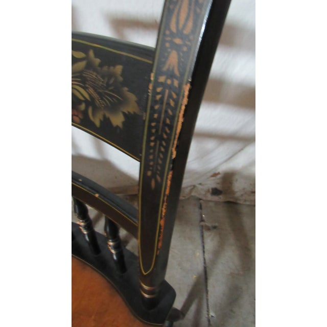 Black 1980s Set Hitchcock Floral Chairs Dining Kitchen Farmhouse For Sale - Image 8 of 13