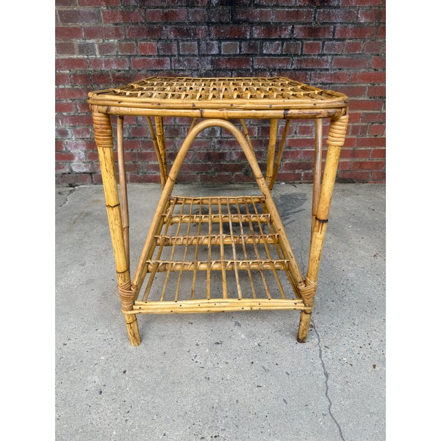 Vintage Italian Riviera Tito Angoli Style Bamboo and Rattan Coffee / Side Table For Sale - Image 10 of 11