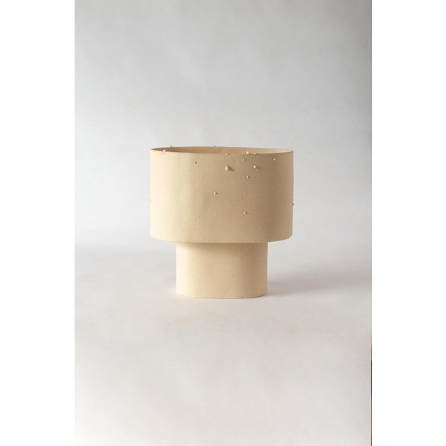 Beige small table lamp in stoneware with drops effect glaze by lucas huillet unique piece dimensions: d 19 x w 31 x h 32...