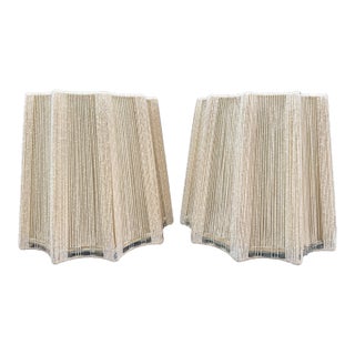 Vintage String Cord Lamp Shades Scalloped Skirt Bohemian - a Pair For Sale