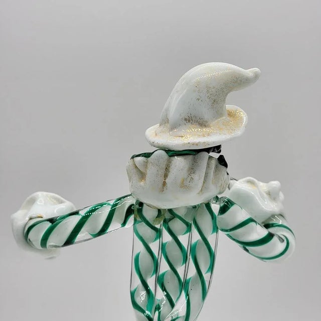 Green 1950s Seguso Murano Commedia Dell'Arte Glass Figurine For Sale - Image 8 of 13