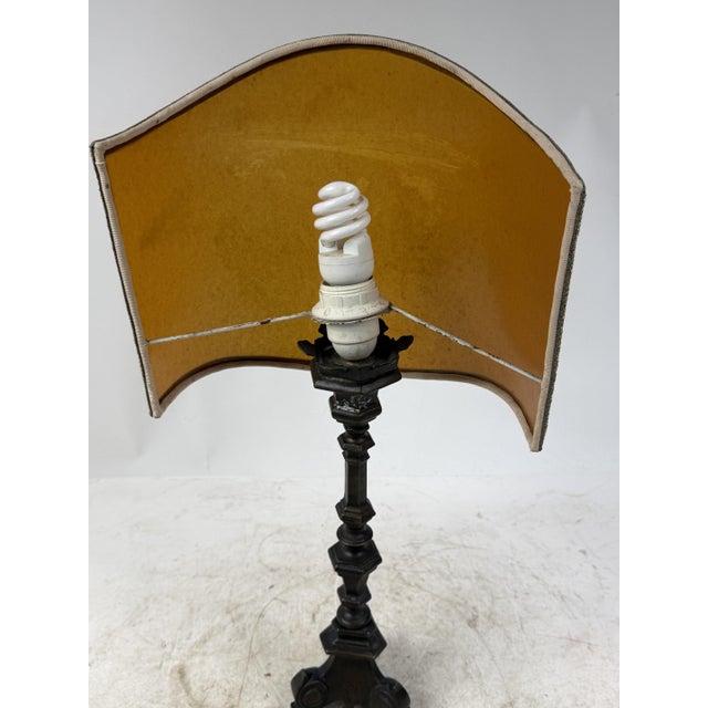 Gold Antique Empire Style Bronze Table Lamp with Parchment Paper Shade, 1930s For Sale - Image 8 of 10