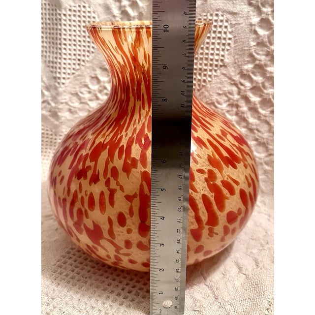 Mid-Century Modern Vintage Murano Style Maestri Vetrai" Azzurra Italy Orange Vase For Sale - Image 3 of 6