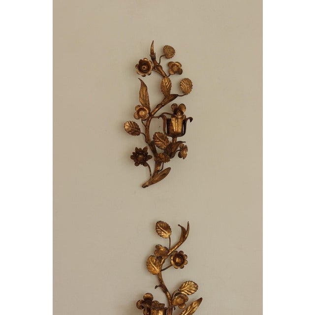 Mid-Century Italian Gilded Metal Sconces, Set of 2 For Sale - Image 16 of 17