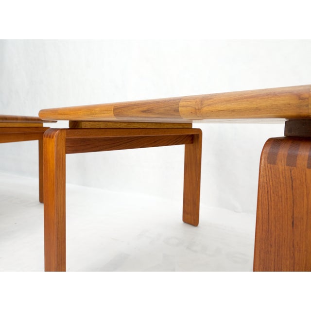 Mid-Century Modern Pair of Solid Teak Danish Mid-Century Modern Square Side End Coffee Tables Mint For Sale - Image 3 of 11