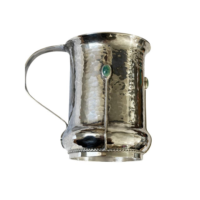 1908 English Arts and Crafts Design Sterling Silver Christening Mug W/Stone 3.25" H For Sale - Image 4 of 9