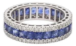 Natural 2.64 cts blue sapphire band ring 18k gold