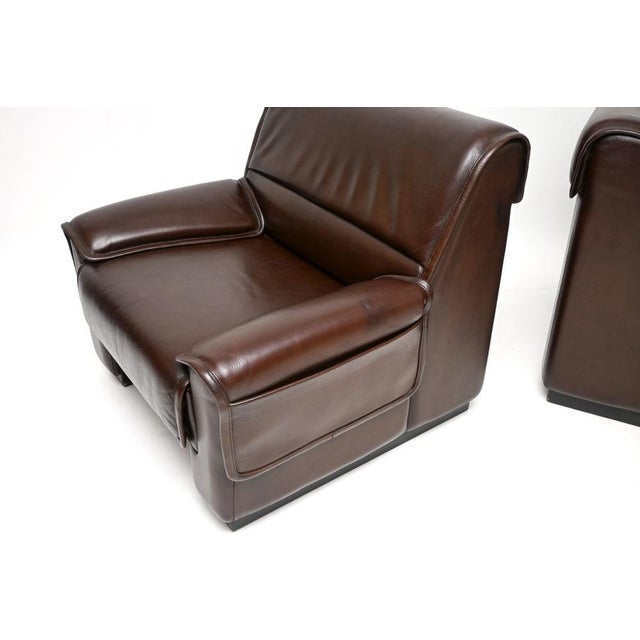 Vintage Leather Armchairs and Ottoman from de Sede, 1960s, Set of 3 For Sale - Image 9 of 11