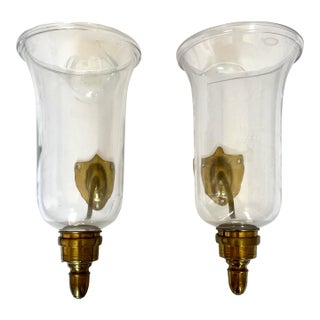 Antique Brass Candle Wall Sconces - A Pair For Sale