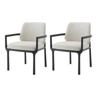 Black Art Deco Style Dining Armchairs- a Pair For Sale