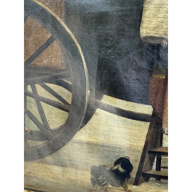 Vintage Framed Carriage Scene Oil Painting For Sale In West Palm - Image 6 of 12