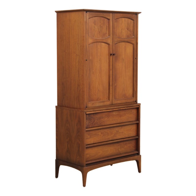Walnut Mid Century Modern Gentlemens Chest Armoire by Lane For Sale
