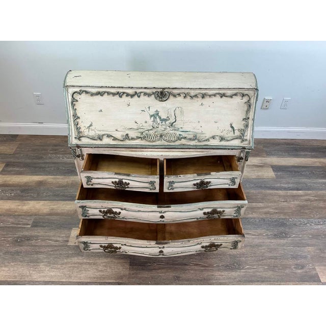 1940s French Louis XV–Style Hand-Painted Secretary Desk by Desbordes, Paris — Provenance Louis Louis Antiques, Greenwich For Sale - Image 16 of 16