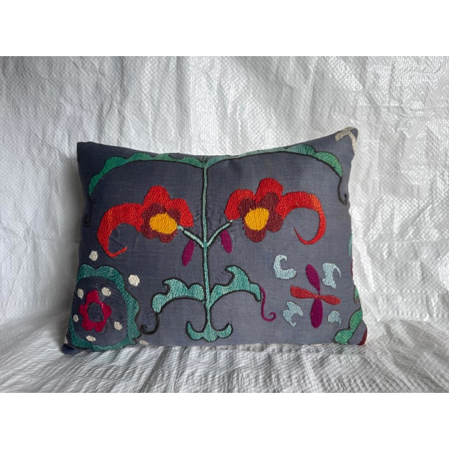 Mid-Century Modern 1900s Antique Suzani Pillow For Sale - Image 3 of 4