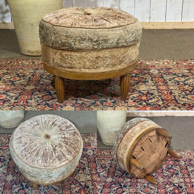 Art Deco pouf from the 1930s - D=50cm H=43cm