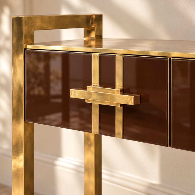 Italian Console Table in Chocolate Murano Glass from Justfurnituress SRL For Sale - Image 4 of 9