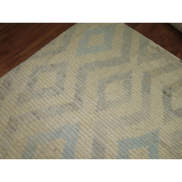 Modern Zabihi Collection Turkish Tulu White Blue Gray Carpet - 8'3" x 8'3" For Sale In New York - Image 6 of 9