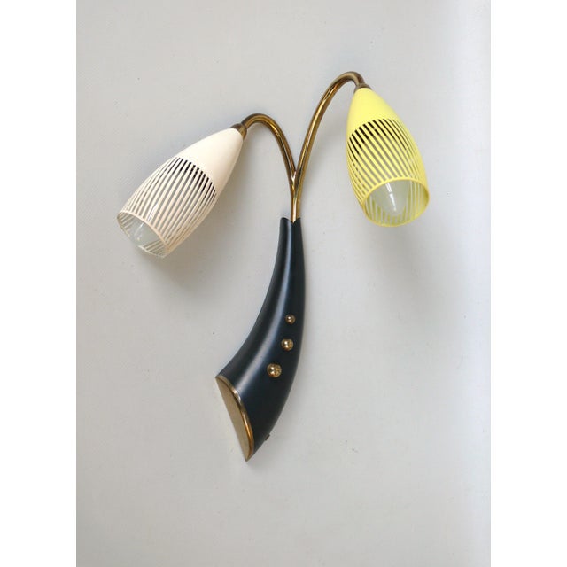 Brass, Yellow, Beige and Black Wall Lamp Set from Gebrüder Cosack, 1950s, Set of 8 For Sale - Image 10 of 18