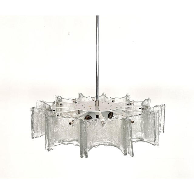 1970s Large Ice Glass Chandelier by Kaiser Leuchten, 1970s For Sale - Image 5 of 18