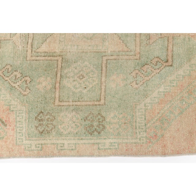 Vintage Geometric Tribal Runner Rug - Muted Sage & Sand For Sale - Image 6 of 9