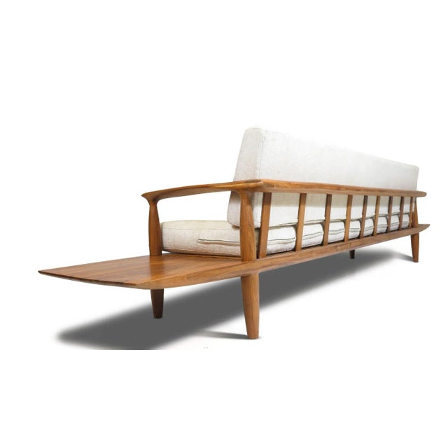 Mid 20th Century 1960's California Studio Walnut Sofa Bench For Sale - Image 5 of 11