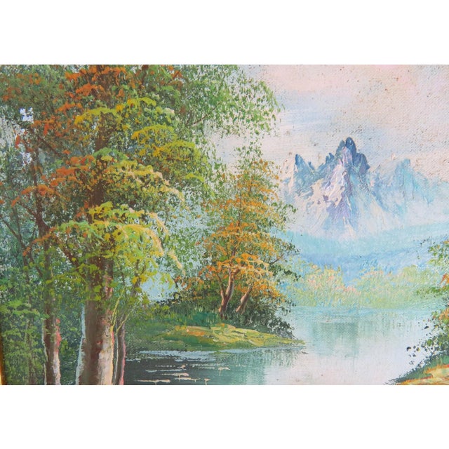 Realism Vintage Oil on Board Realism Landscape in Gilt Frame - Artist Signed For Sale - Image 3 of 10