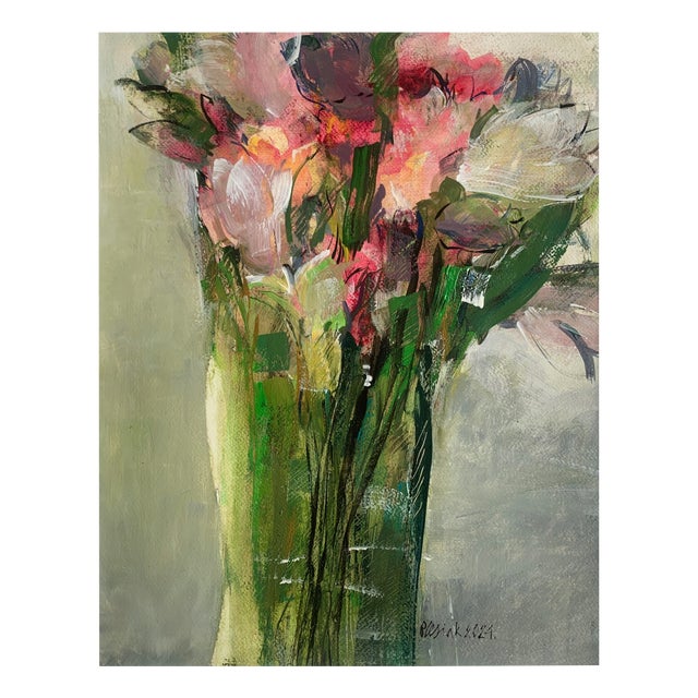 Bozena Lesiak, Tulips, Gouache on Paper, 2024 For Sale