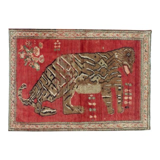 Galerie Shabab Collection Mid-20th Century Caucasian Karabagh Tiger Pictorial Accent Rug For Sale