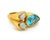 Contemporary Mid 20th Century Blue Topaz & Fire Opal 18k Yellow Gold Floral Ring - Size 7.5 For Sale - Image 3 of 8