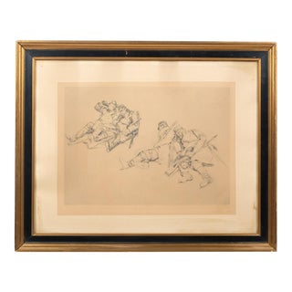 Soldiers at Rest Graphite Drawing on Paper For Sale